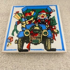 Currier & Ives Santa and Christmas Tree 4.5 x 4.5 Wall Art Tile Trivet Coasters